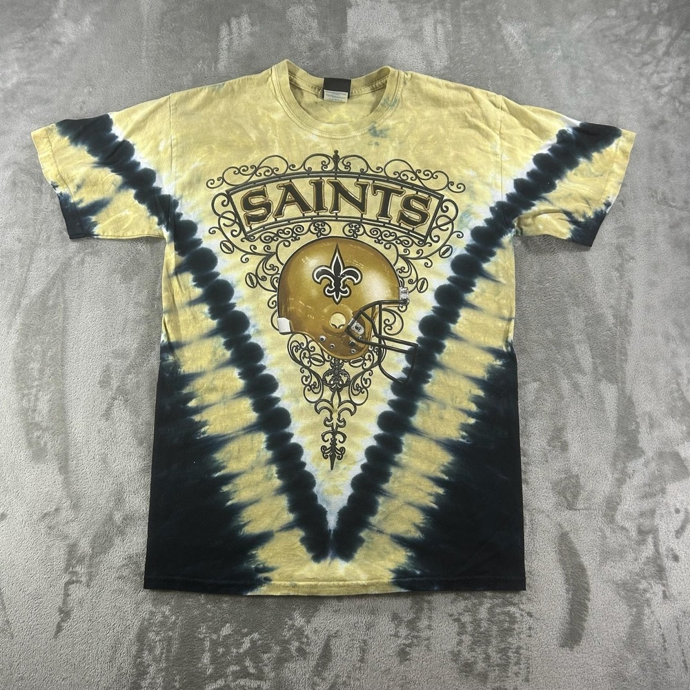 New Orleans Saints Shirt Mens Medium Tie Dye Gold NFL Football Team Apparel